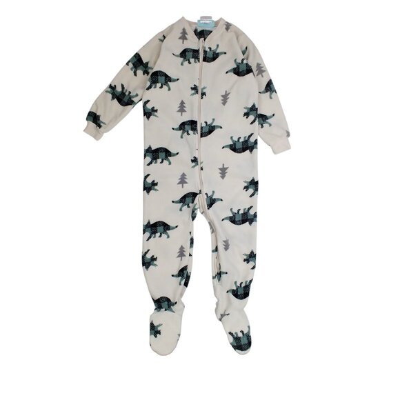 Pekkle Dino Fleece 2-Way Zip Footed Pajamas - Picture 2 of 11